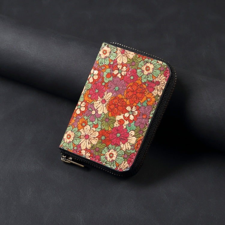 Denior V16 Flower MagSafe RFID Zipper Wallet Card Bag Case(Red)