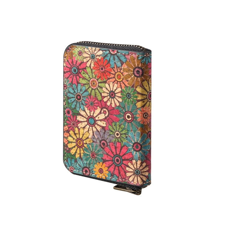 Denior V16 Flower MagSafe RFID Zipper Wallet Card Bag Case(Green)