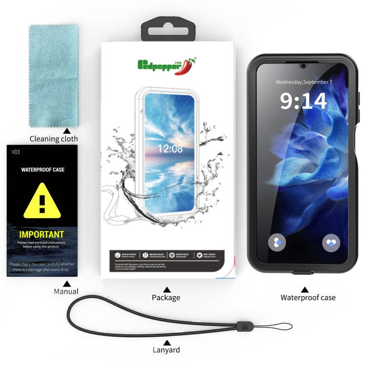 For Samsung Galaxy A16 5G / 4G RedPepper IP68 Waterproof PC Hybrid TPU Phone Case(Black)