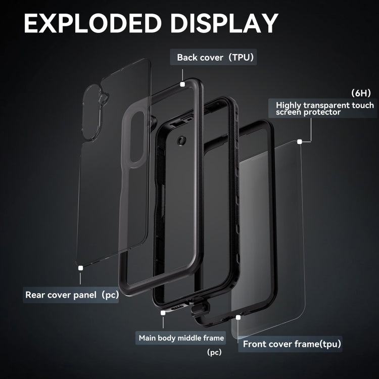 For Samsung Galaxy A16 5G / 4G RedPepper IP68 Waterproof PC Hybrid TPU Phone Case(Black)
