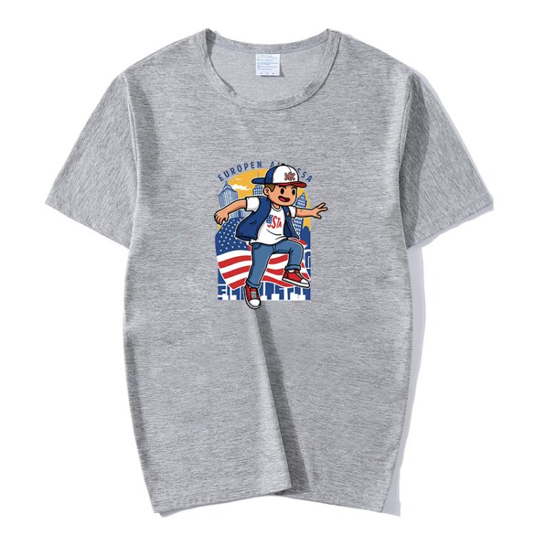 Boy Printed Round Neck Modal Short Sleeve T-shirt Print On Your Demand, M, POD T-Shirt, L