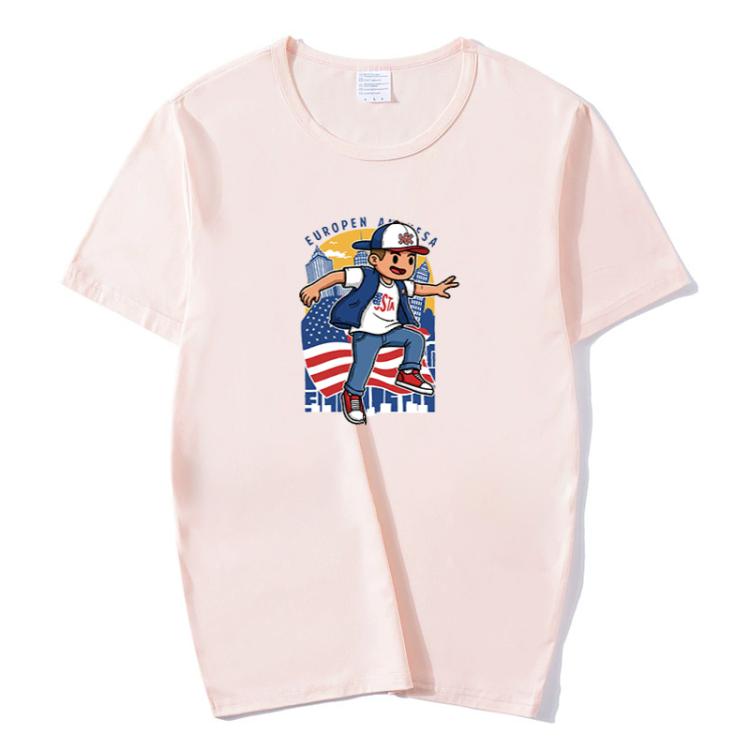 Boy Printed Round Neck Modal Short Sleeve T-shirt Print On Your Demand, L, POD T-Shirt, XL