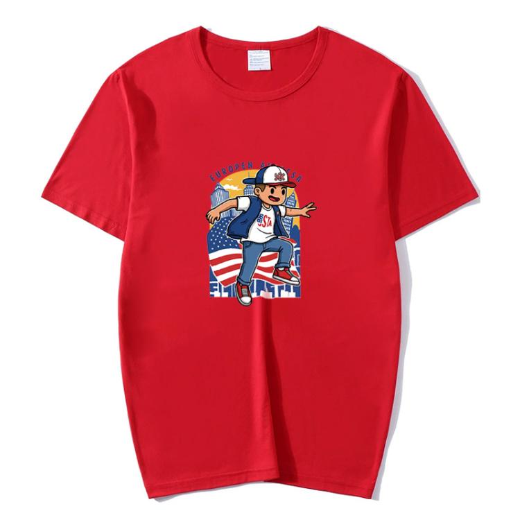 Boy Printed Round Neck Modal Short Sleeve T-shirt Print On Your Demand, XL, POD T-Shirt, XXL