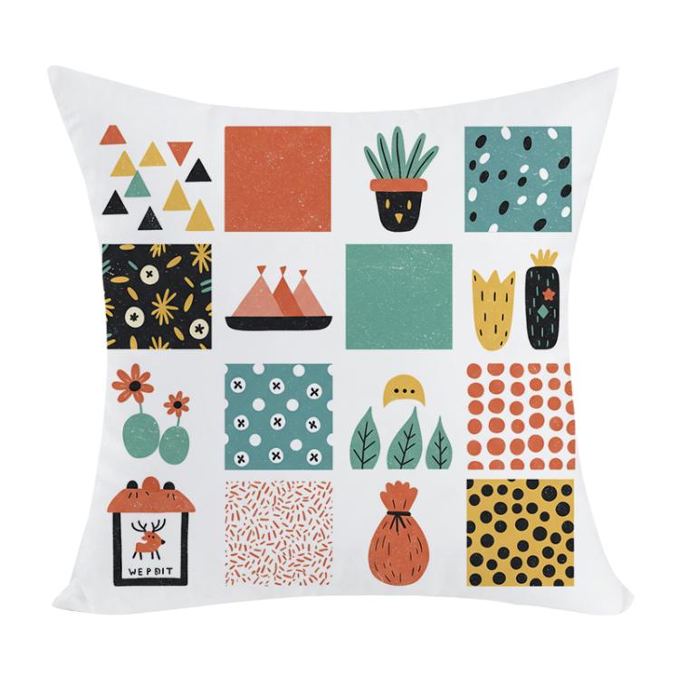 Grid Printed Sofa Pillow Case No Core Print On Your Demand, 50x50cm, 60x60cm