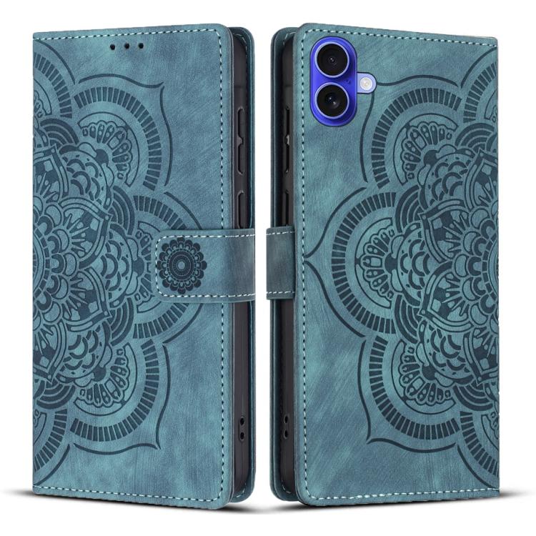 Mandala Embossed Retro Frosted Leather Phone Case, For iPhone Air, For iPhone 16 Pro Max, For iPhone 16 Pro, For iPhone 16 Plus