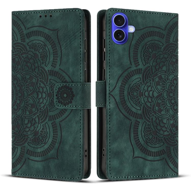 Mandala Embossed Retro Frosted Leather Phone Case, For iPhone Air, For iPhone 16 Pro Max, For iPhone 16 Pro, For iPhone 16 Plus