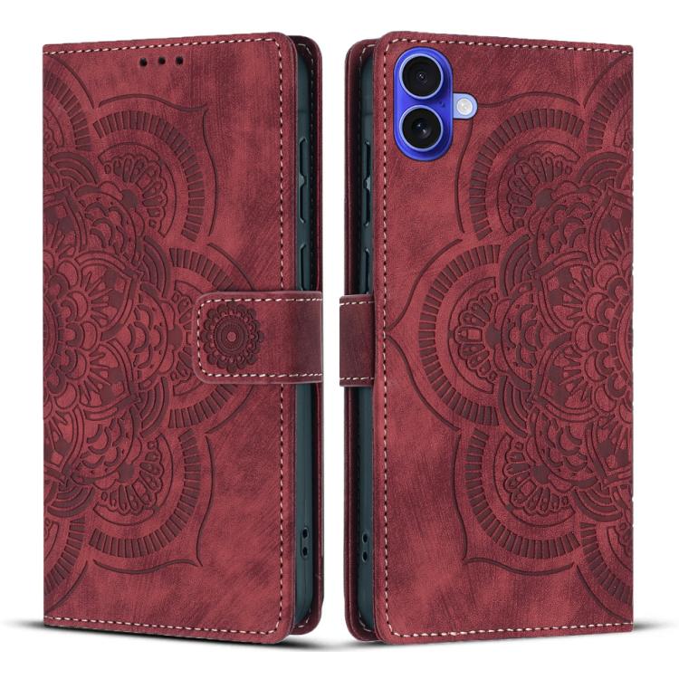Mandala Embossed Retro Frosted Leather Phone Case, For iPhone 17e / 16e, For iPhone 17 Pro Max, For iPhone 17 Pro, For iPhone 17