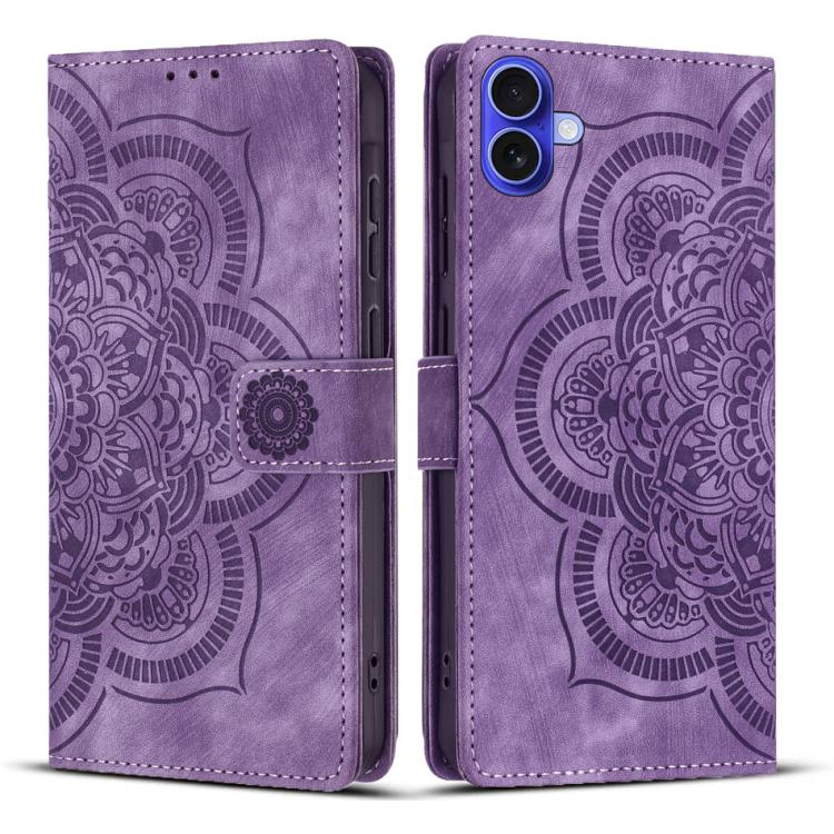 Mandala Embossed Retro Frosted Leather Phone Case, For iPhone 17e / 16e, For iPhone 17 Pro Max, For iPhone 17 Pro, For iPhone 17