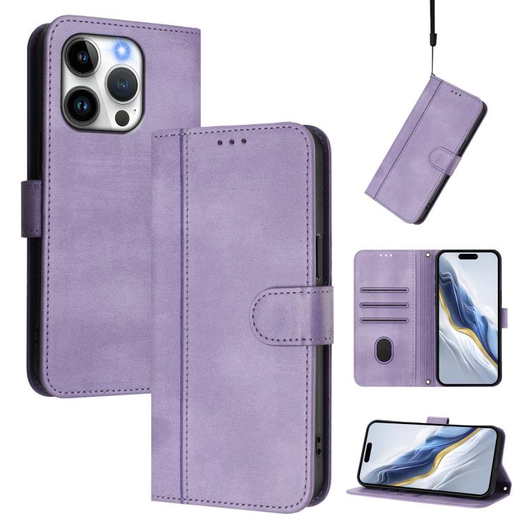 Line Splicing Buckle Retro Leather Phone Case, For iPhone 14 Pro, For iPhone 14 Pro Max, For iPhone 7 / 8 / SE 2022