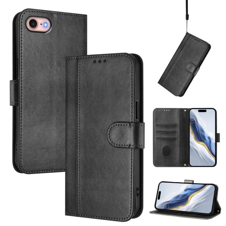 Line Splicing Buckle Retro Leather Phone Case, For iPhone 14 Pro, For iPhone 14 Pro Max, For iPhone 7 / 8 / SE 2022