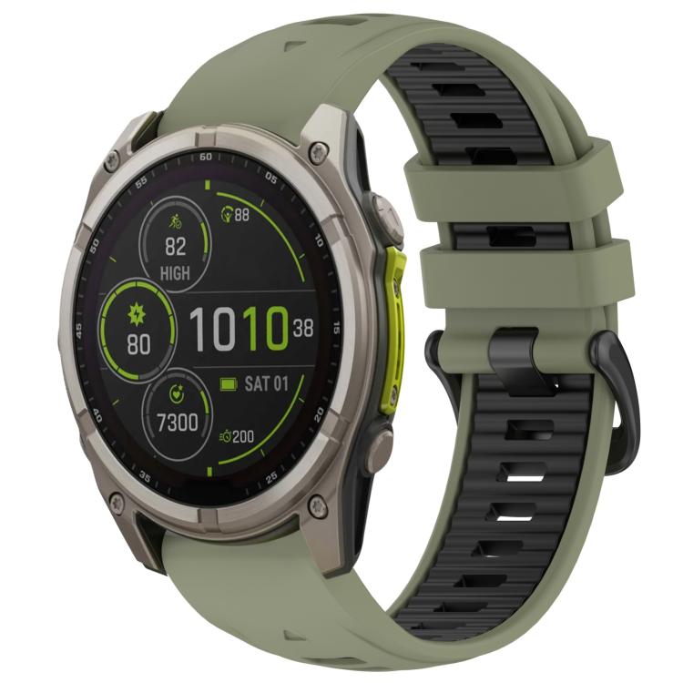 xDfind Dual Color Quick Release Steel Buckle Silicone Watch Band, For Garmin 26mm, For Garmin 22mm