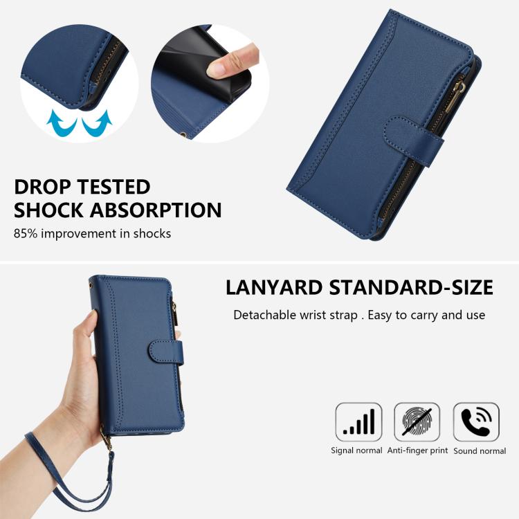 Magnetic Closure 9 Card Slots Zipper Leather Case with Hand Strap, For iPhone 11 Pro Max, For iPhone 11, For iPhone 11 Pro, For iPhone XS / X