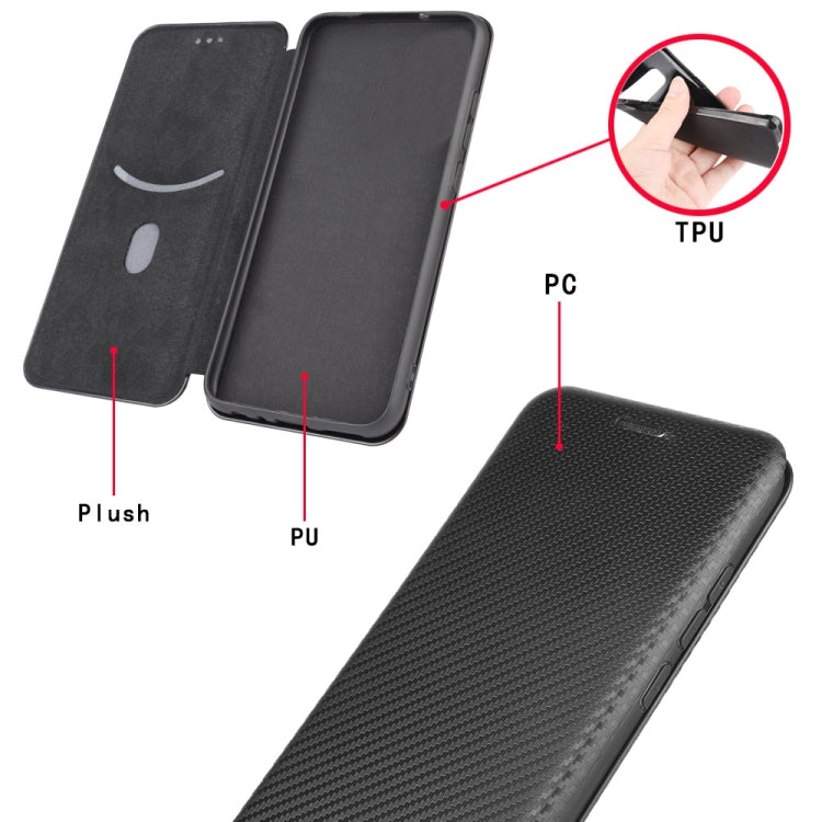 Carbon Fiber Texture Magnetic Horizontal Flip TPU + PC + PU Leather Case with Card Slot, For Kyocera Android One S6, For Kyocera Gratina KYV48, For Ulefone Note 9P, For Sharp Aquos Zero 5G Basic, For iPod Touch 5 / 6 / 7