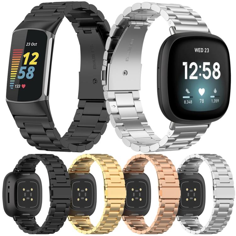 xDfind Three Beads Quick Release Metal Watch Band, For Fitbit Charge 6 / 5, For Fitbit Inspire 3, For Fitbit Versa 4 / 3 / Sense2 / 1, For Fitbit Charge 4 / 3