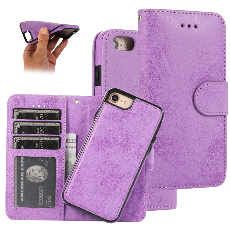 KLT888-2 Retro 2 in 1 Detachable Magnetic Horizontal Flip TPU + PU Leather Case with Holder & Card Slots & Photo Frame & Wallet, For iPhone 6 Plus, For iPhone SE 2022 / SE 2020 / 8 / 7, For iPhone 8 Plus / 7 Plus, For iPhone XS / X