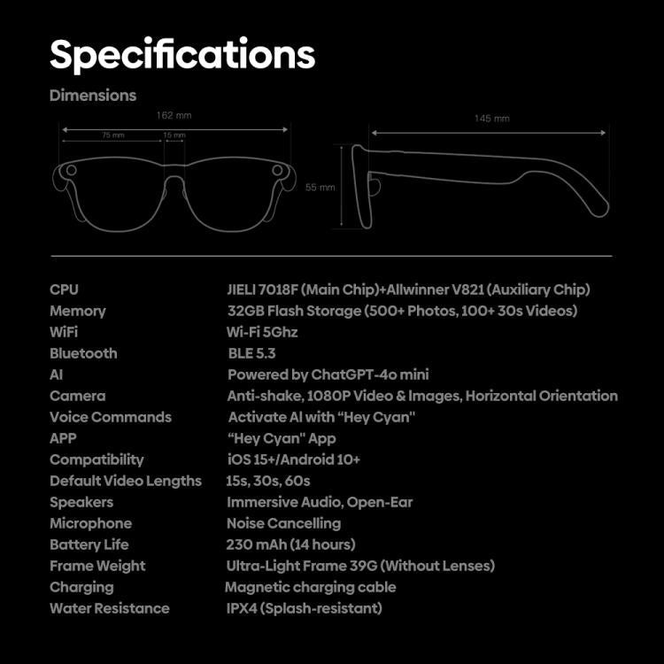 Zeblaze Eyewear AI Smart Glasses with 5MP Camera & Open-Ear Audio