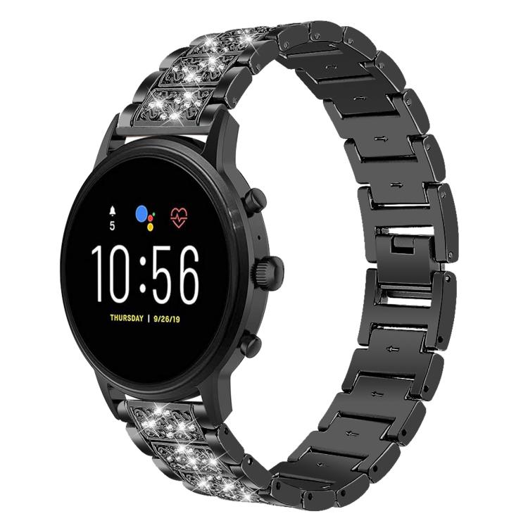 xDfind Diamond Jewelry Steel Watch Band, 20mm For Amazfit Active 2 / GTS4 Mini, 22mm For Huawei Watch GT5/GT5 Pro/4/4 Pro, 22mm For Fossil Gen 5 Carlyle/Julianna/Garrett, 12mm