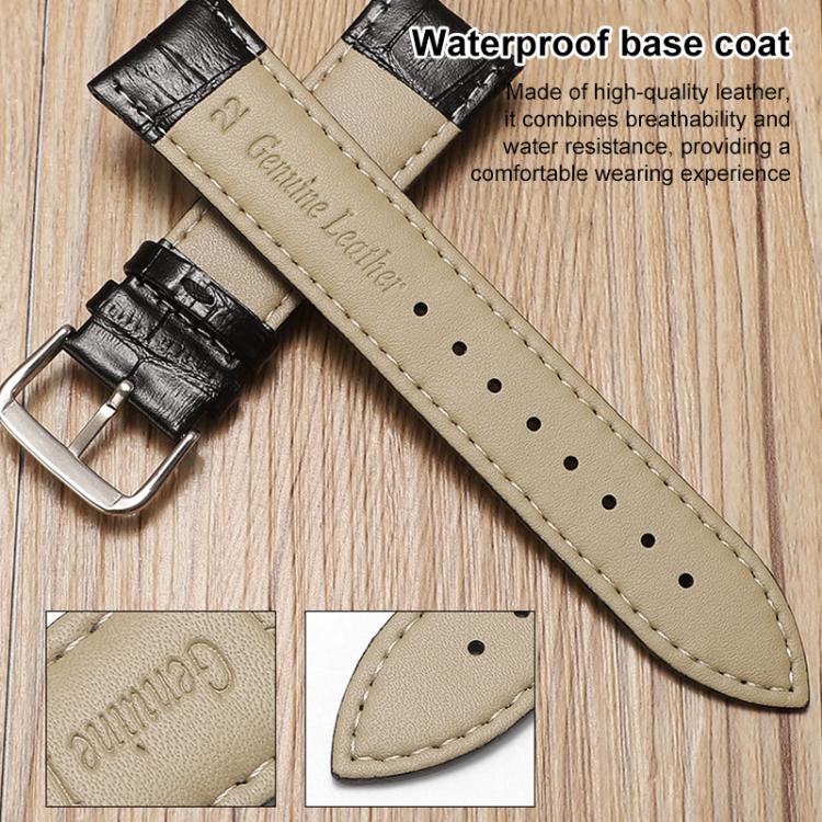 xDfind Bamboo Texture Pin Buckle Leather Watch Band, 20mm, 22mm