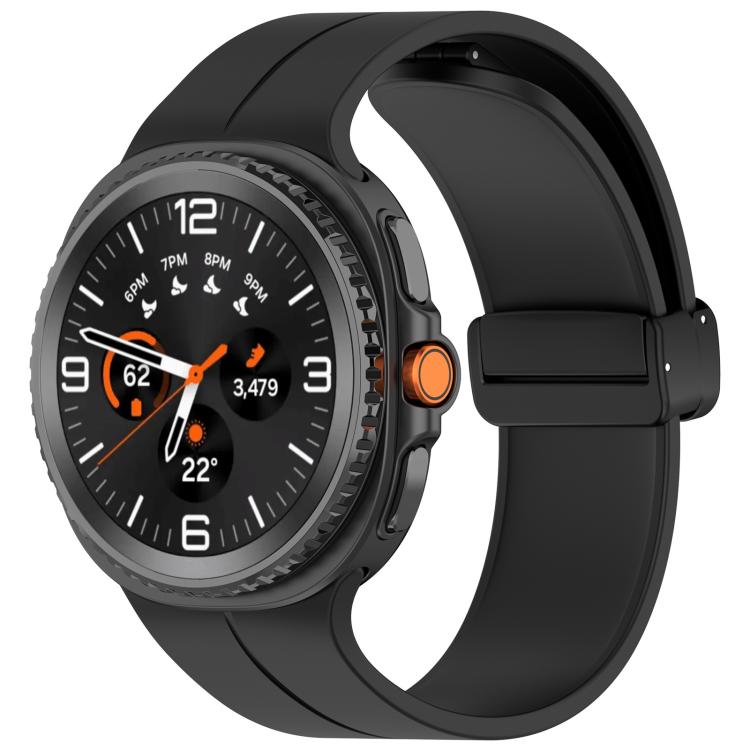 xDfind Fold Black Buckle Magnetic Silicone Watch Band, For Galaxy Watch9 / 8 / 8 Classic
