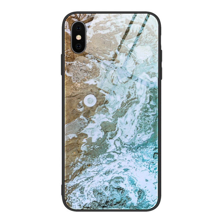 Marble Pattern Glass Protective Case, For iPhone SE 2022 / SE 2020 / 8 / 7, For iPhone X