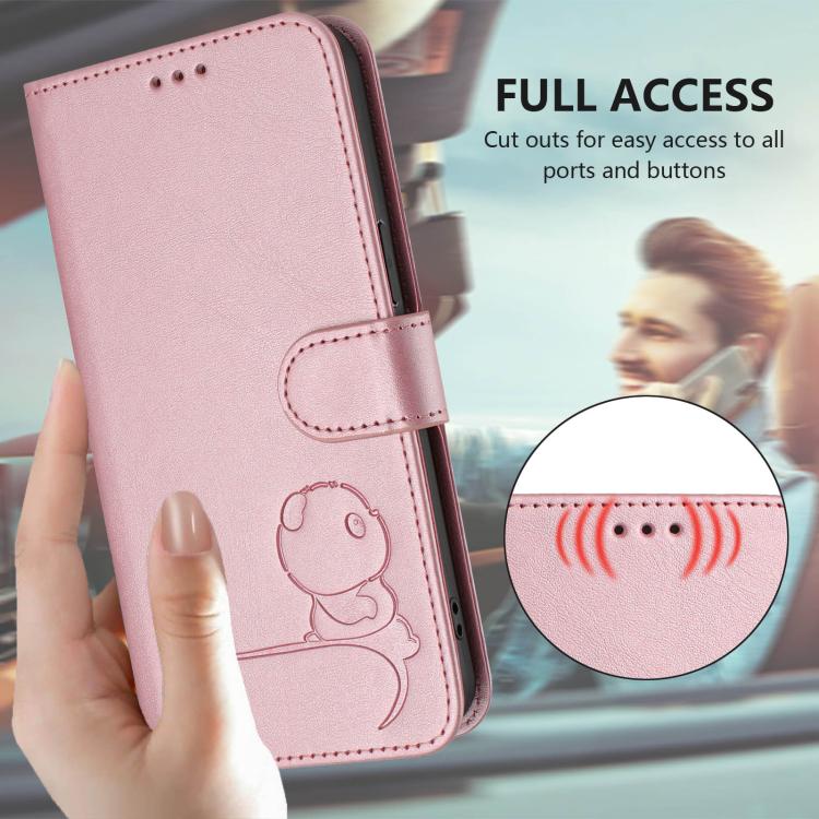 Litter Panda Embossing RFID Leather Phone Case with Lanyard, For iPhone 14 Pro Max, For iPhone SE 2022 / 2020 / 8 / 7, For iPhone 13 Pro Max, For iPhone 13 Pro