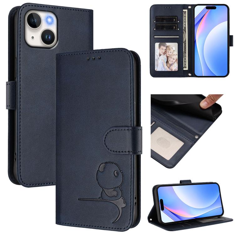 Litter Panda Embossing RFID Leather Phone Case with Lanyard, For iPhone 13 mini, For iPhone 12 / 12 Pro, For iPhone 12 Pro Max, For iPhone 12 mini