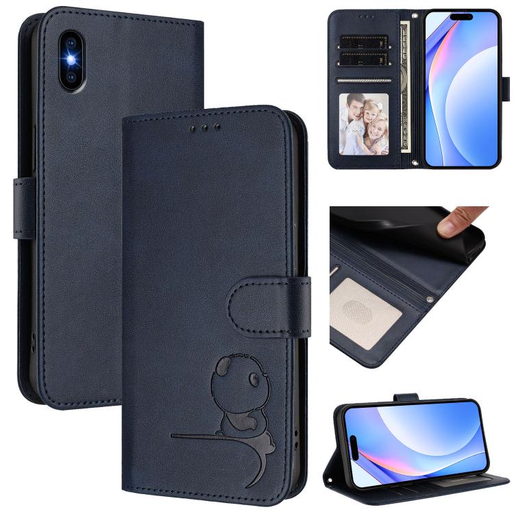 Litter Panda Embossing RFID Leather Phone Case with Lanyard, For iPhone XR, For iPhone XS Max, For iPhone 8 Plus / 7 Plus