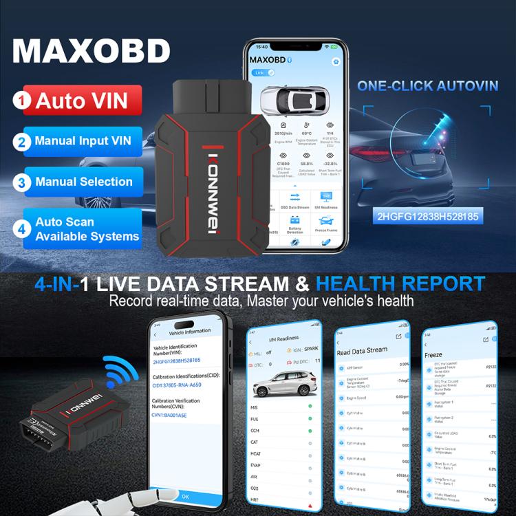 KONNWEI MAXOBD Full Car System Scanner OBD2 Diagnostic Tool Code Read