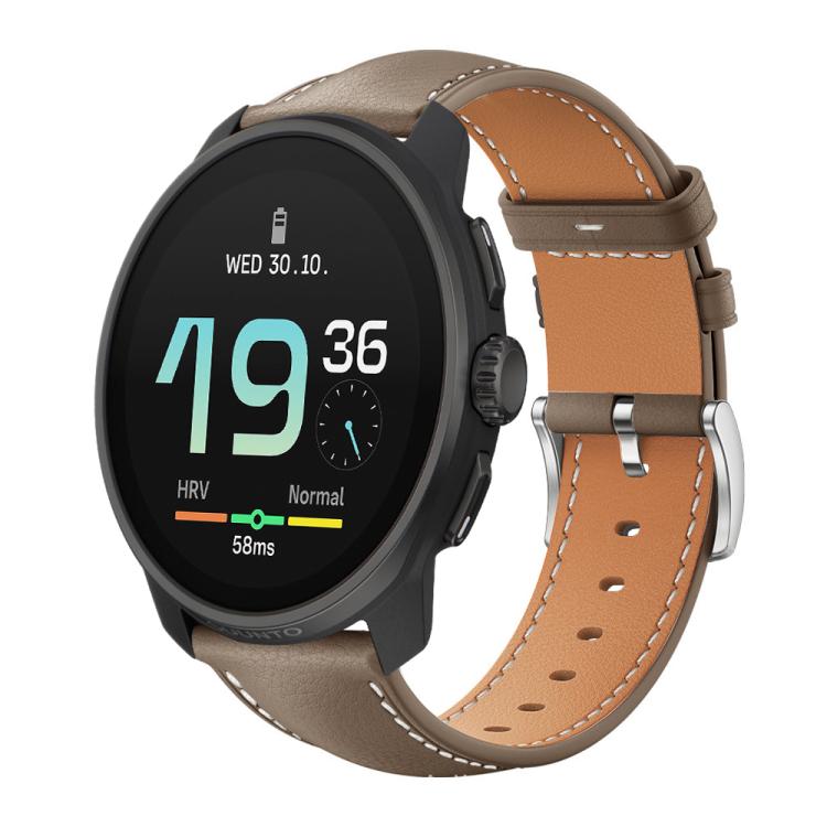 xDfind Flat Head Black Shark Fine Grain Leather Watch Band, 22mm For Suunto Race S / Race / 9 Peak / 5 Peak