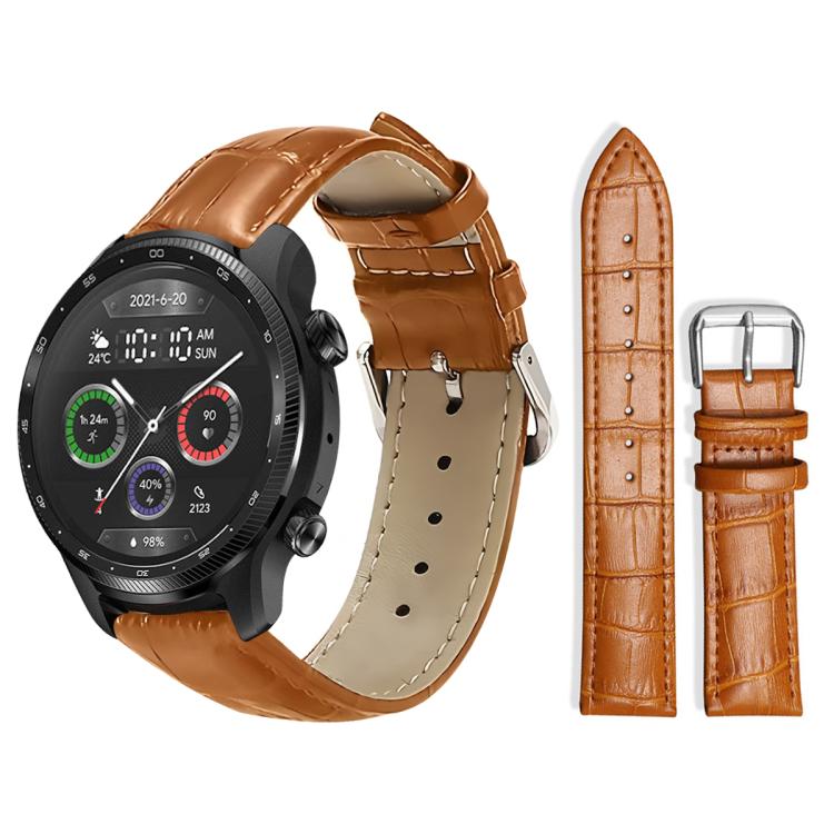 xDfind Bamboo Texture Pin Buckle Leather Watch Band, 20mm For Ticwatch GTH / E3 / E / 2, 22mm For Ticwatch Pro X / Pro3 / Pro / GTX / E2