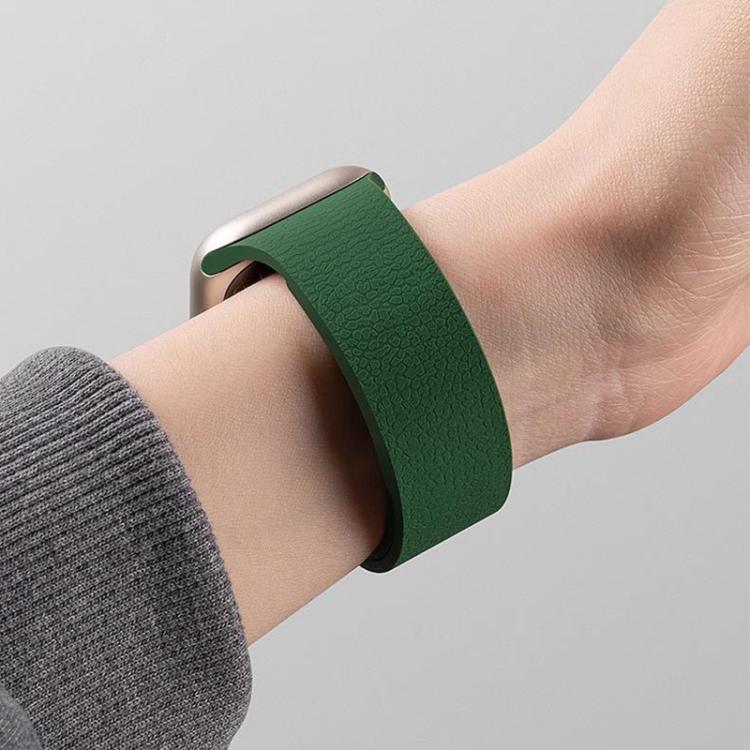 xDfind Flat Head Litchi Texture Magnetic Silicone Watch Band, 18mm, 20mm