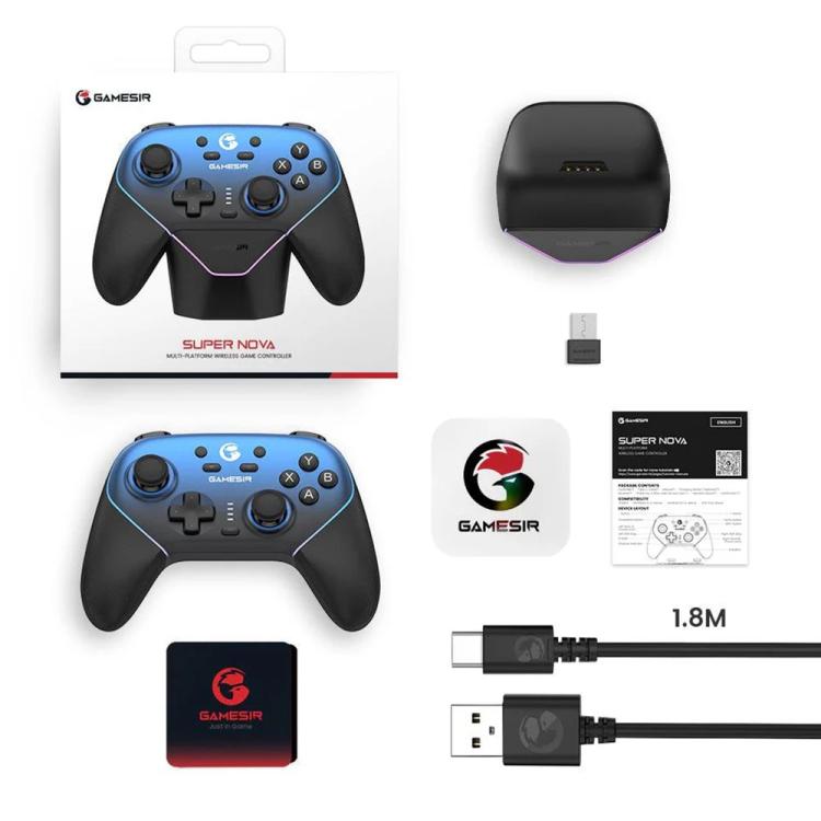 GameSir Super Nova T4 Nova Pro Tri-Mode Wireless Game Controller for PC / Steam / Switch / iOS / Android, T4 Nova Pro Blue, T4 Nova Pro Pink