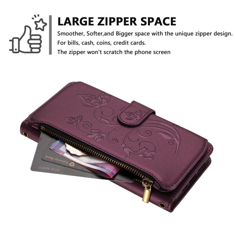 Butterfly Love Flower Multi-card Zipper Wallet Leather Phone Case, For iPhone 11 Pro Max, For iPhone 11, For iPhone 11 Pro