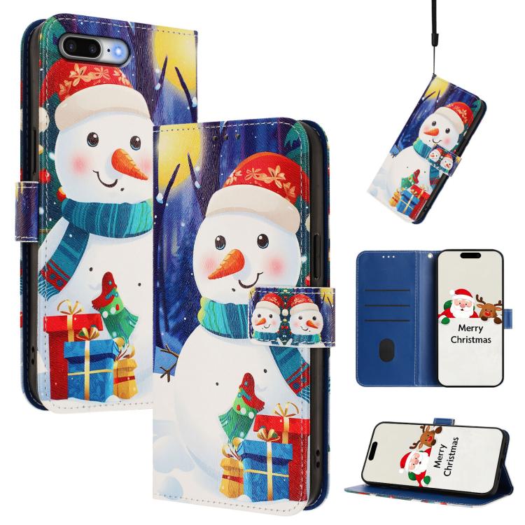 Christmas Series Buckle Leather Phone Case with Hand Strap, For iPhone XR, For iPhone XS Max, For iPhone 8 Plus / 7 Plus