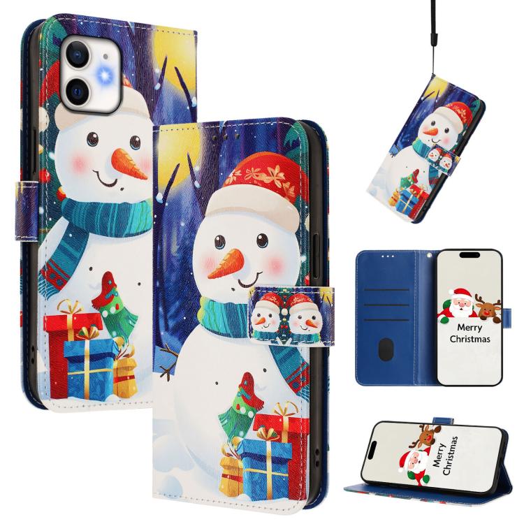 Christmas Series Buckle Leather Phone Case with Hand Strap, For iPhone 11 Pro Max, For iPhone 11, For iPhone 11 Pro, For iPhone XS / X