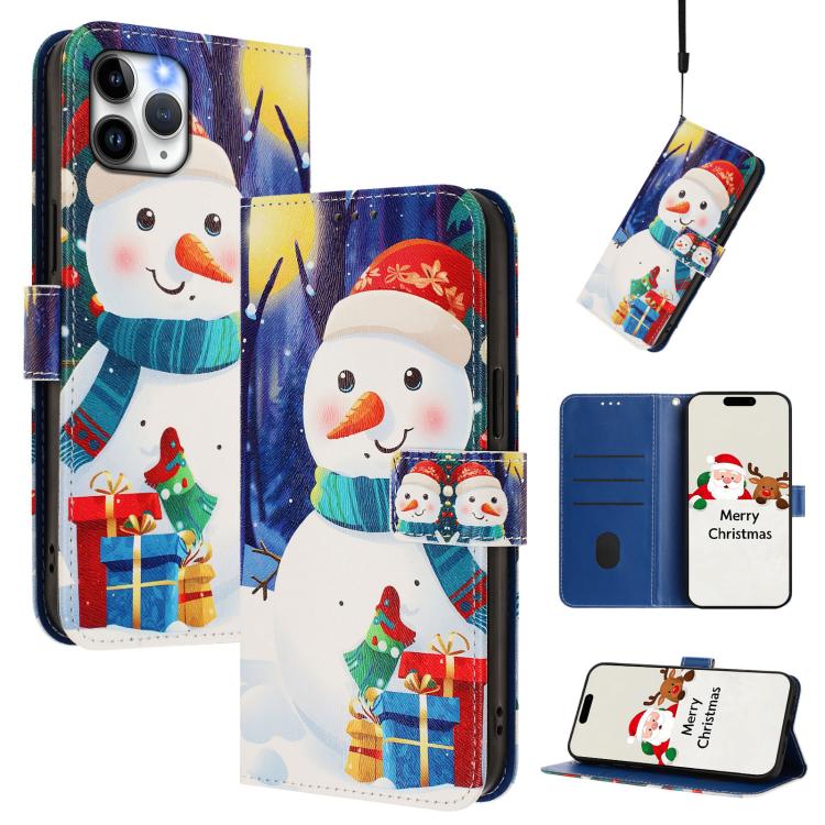 Christmas Series Buckle Leather Phone Case with Hand Strap, For iPhone 13 mini, For iPhone 12 Pro / 12, For iPhone 12 Pro Max, For iPhone 12 mini