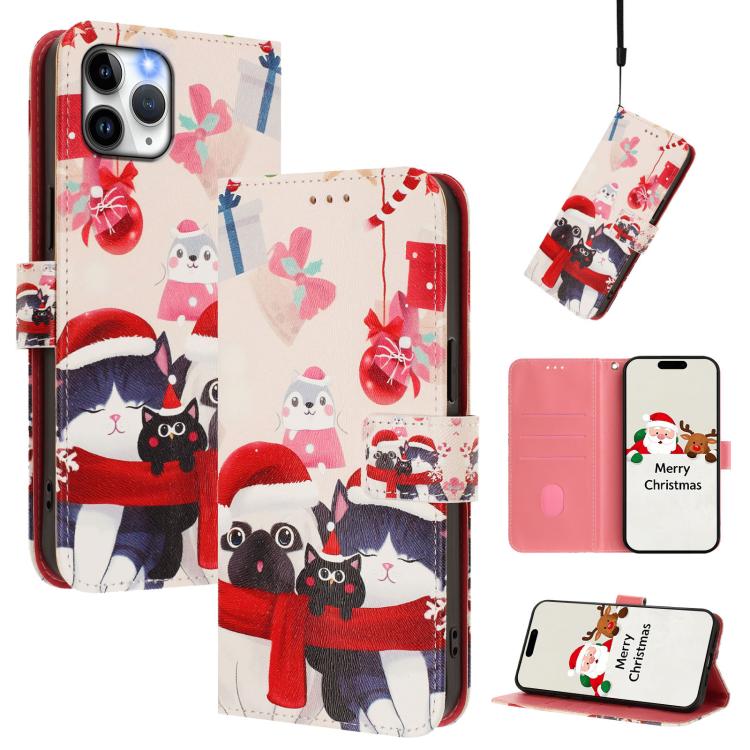 Christmas Series Buckle Leather Phone Case with Hand Strap, For iPhone 13 mini, For iPhone 12 Pro / 12, For iPhone 12 Pro Max, For iPhone 12 mini