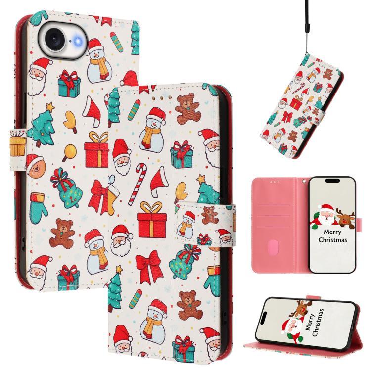 Christmas Series Buckle Leather Phone Case with Hand Strap, For iPhone 17 Pro Max, For iPhone 17 Pro, For iPhone 17, For iPhone Air