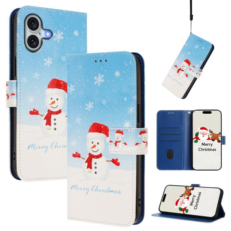 Christmas Series Buckle Leather Phone Case with Hand Strap, For iPhone 17 Pro Max, For iPhone 17 Pro, For iPhone 17, For iPhone Air