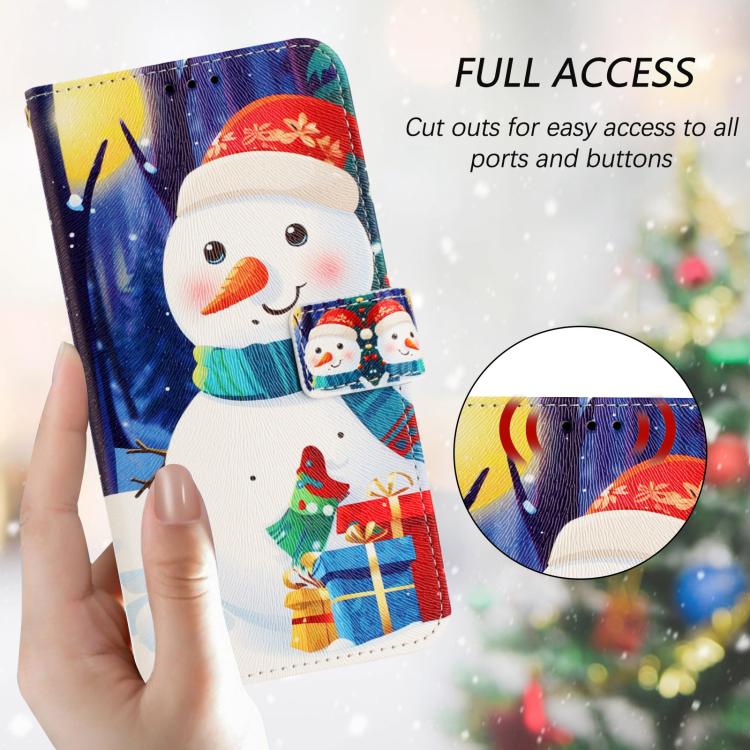 Christmas Series Buckle Leather Phone Case with Hand Strap, For iPhone 16e, For iPhone 16 Pro Max, For iPhone 16 Pro, For iPhone 16 Plus