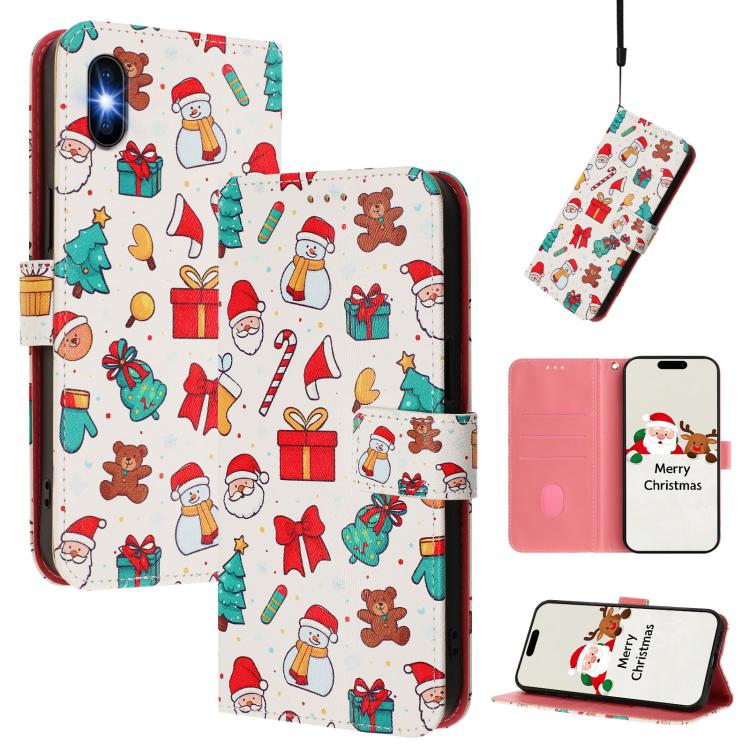 Christmas Series Buckle Leather Phone Case with Hand Strap, For iPhone 11 Pro Max, For iPhone 11, For iPhone 11 Pro, For iPhone XS / X
