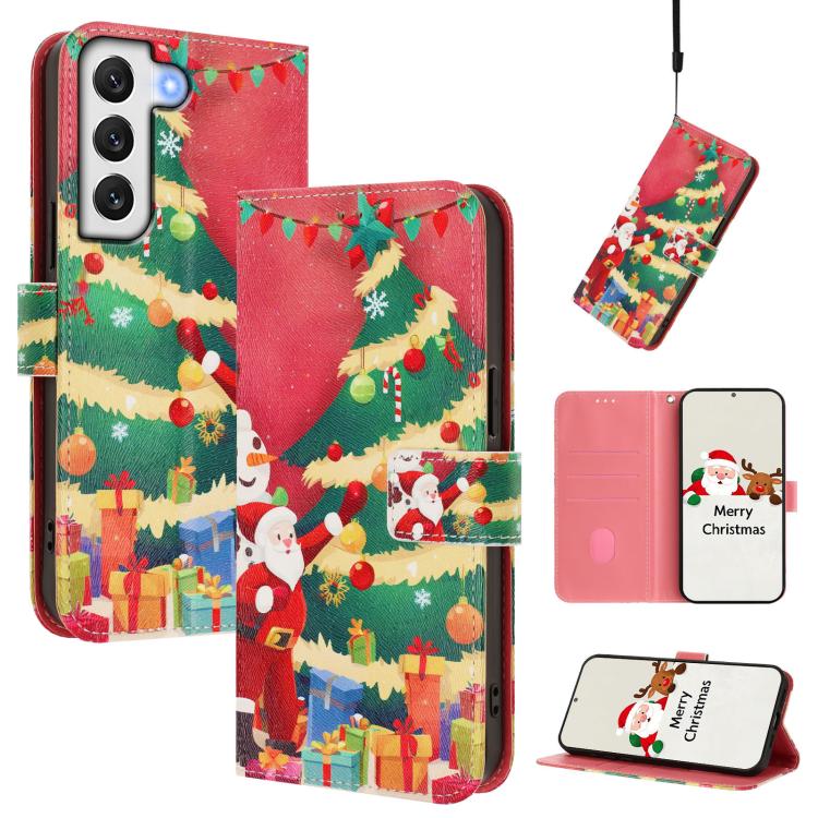 Christmas Series Buckle Leather Phone Case with Hand Strap, For Samsung Galaxy S23 5G, For Samsung Galaxy Xcover6 Pro, For Samsung Galaxy S22 Ultra 5G, For Samsung Galaxy S22+ 5G