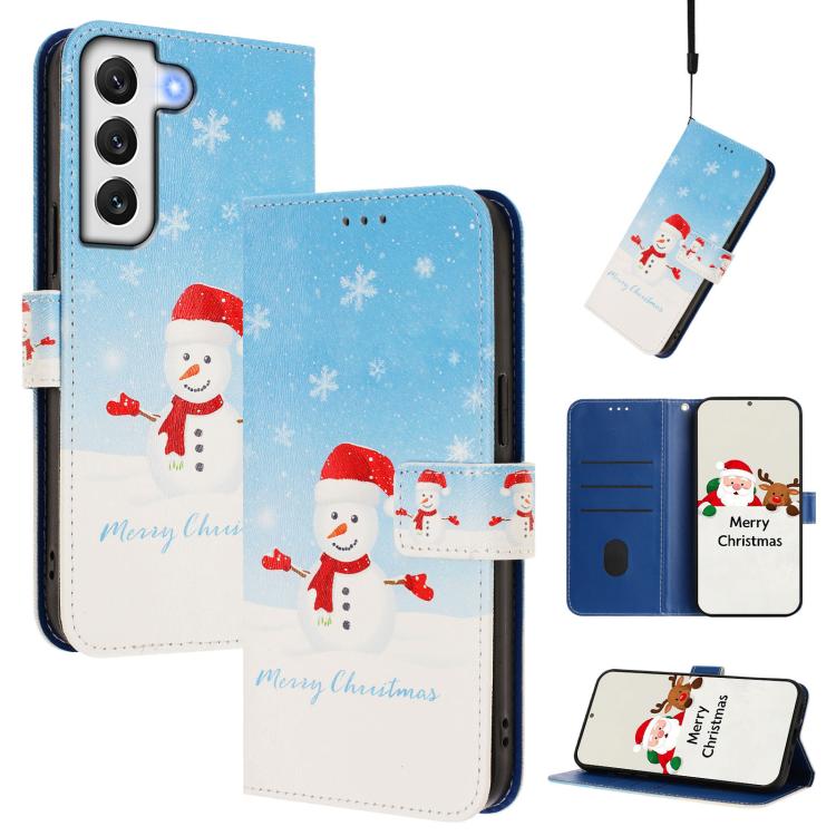 Christmas Series Buckle Leather Phone Case with Hand Strap, For Samsung Galaxy S23 5G, For Samsung Galaxy Xcover6 Pro, For Samsung Galaxy S22 Ultra 5G, For Samsung Galaxy S22+ 5G