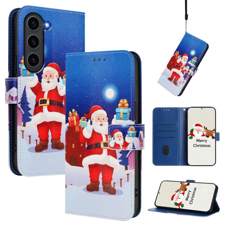 Christmas Series Buckle Leather Phone Case with Hand Strap, For Samsung Galaxy S23 5G, For Samsung Galaxy Xcover6 Pro, For Samsung Galaxy S22 Ultra 5G, For Samsung Galaxy S22+ 5G