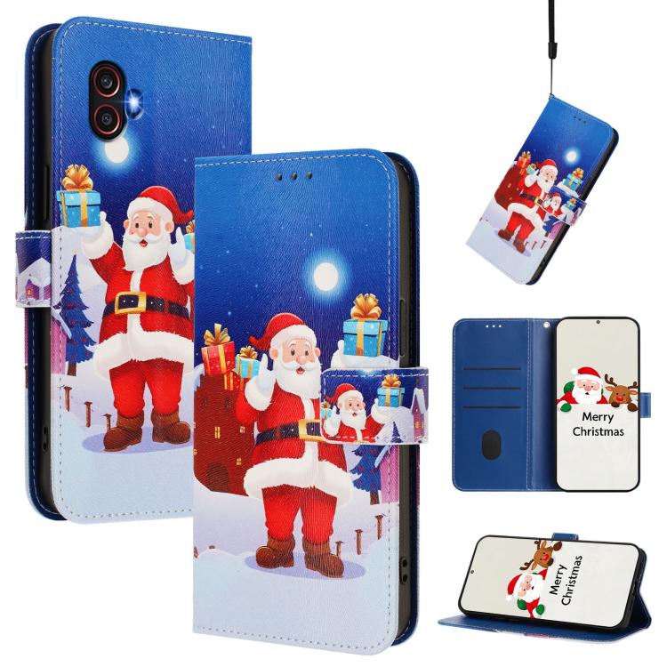 Christmas Series Buckle Leather Phone Case with Hand Strap, For Samsung Galaxy S23 5G, For Samsung Galaxy Xcover6 Pro, For Samsung Galaxy S22 Ultra 5G, For Samsung Galaxy S22+ 5G