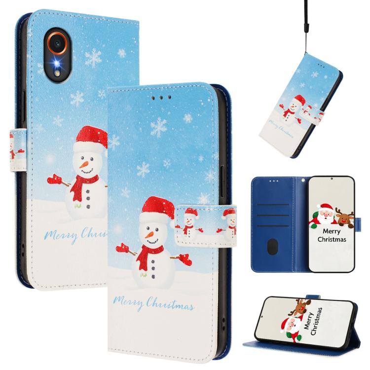 Christmas Series Buckle Leather Phone Case with Hand Strap, For Samsung Galaxy S25 Ultra 5G, For Samsung Galaxy S24 FE 5G, For Samsung Galaxy Xcover7 Pro, For Samsung Galaxy Xcover7 5G