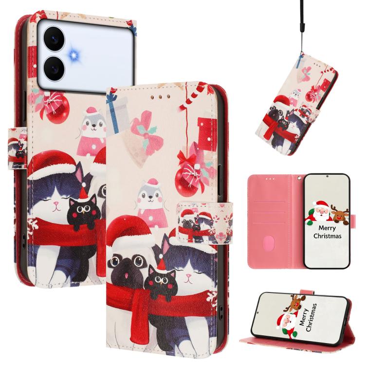 Christmas Series Buckle Leather Phone Case with Hand Strap, For Samsung Galaxy S26+ 5G, For Samsung Galaxy S26 Edge 5G, For Samsung Galaxy S26 Ultra 5G, For Samsung Galaxy S26 Pro 5G