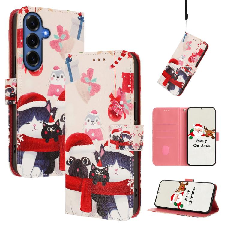 Christmas Series Buckle Leather Phone Case with Hand Strap, For Samsung Galaxy S26+ 5G, For Samsung Galaxy S26 Edge 5G, For Samsung Galaxy S26 Ultra 5G, For Samsung Galaxy S26 Pro 5G