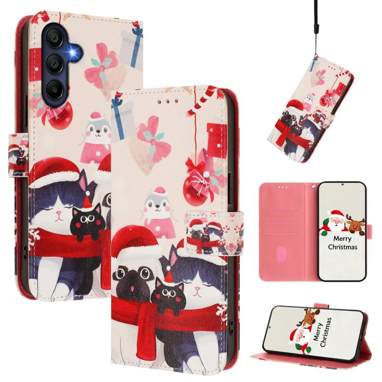 Christmas Series Buckle Leather Phone Case with Hand Strap, For Samsung Galaxy M36 5G, For Samsung Galaxy A17 / A26 5G, For Samsung Galaxy M56 5G, For Samsung Galaxy F16 5G / M16 5G