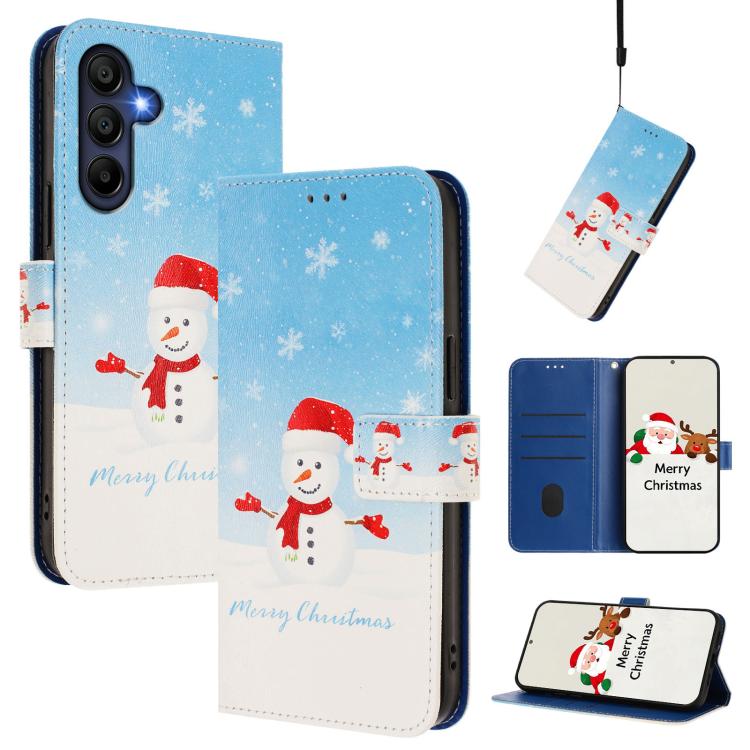 Christmas Series Buckle Leather Phone Case with Hand Strap, For Samsung Galaxy M36 5G, For Samsung Galaxy A17 / A26 5G, For Samsung Galaxy M56 5G, For Samsung Galaxy F16 5G / M16 5G